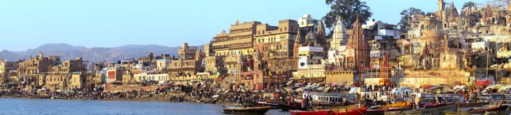 Varanasi Ganga Ghats boat panorama