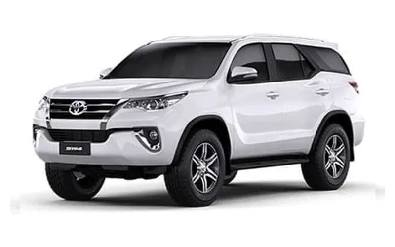 Toyota Fortuner luxury SUV exterior white profile Varanasi