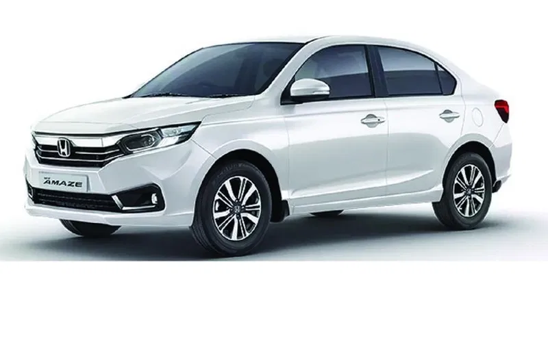 New Honda Amaze sedan white exterior tourist cab Varanasi
