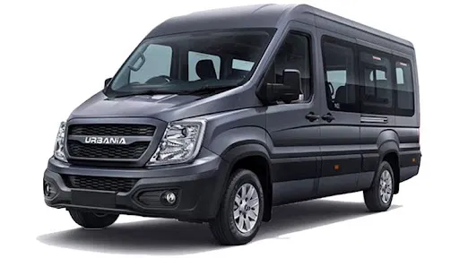 Metallic Grey Force Urbania luxury van exterior parked in Varanasi
